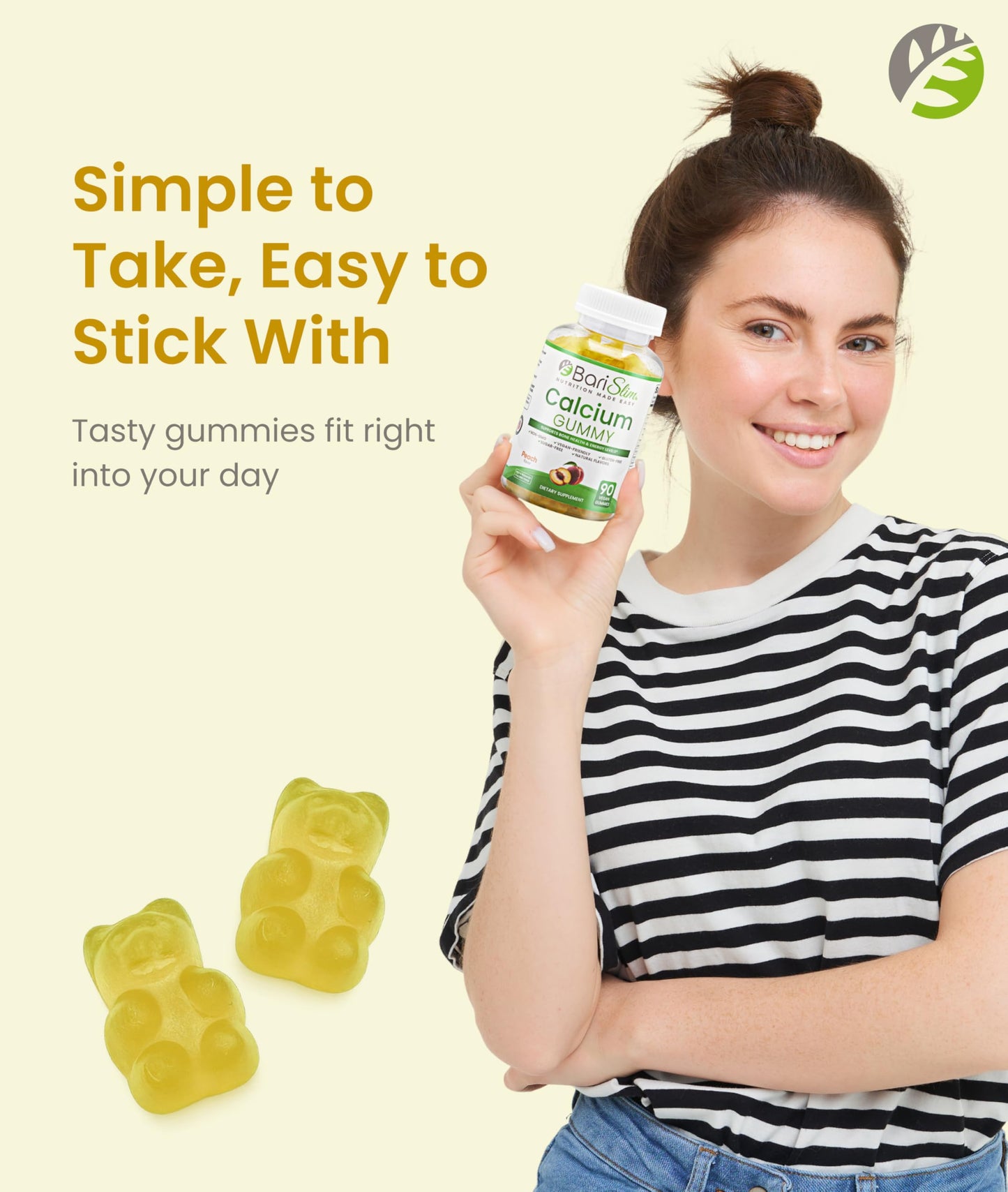 BariSlim Bariatric Calcium Gummies - Specially Formulated Bariatric Vitamins for Patients After Weight Loss Surgery - Supports Energy Levels & Bone Health | Peach (90 Vegan Gummies) BariSlim buy supplements Au