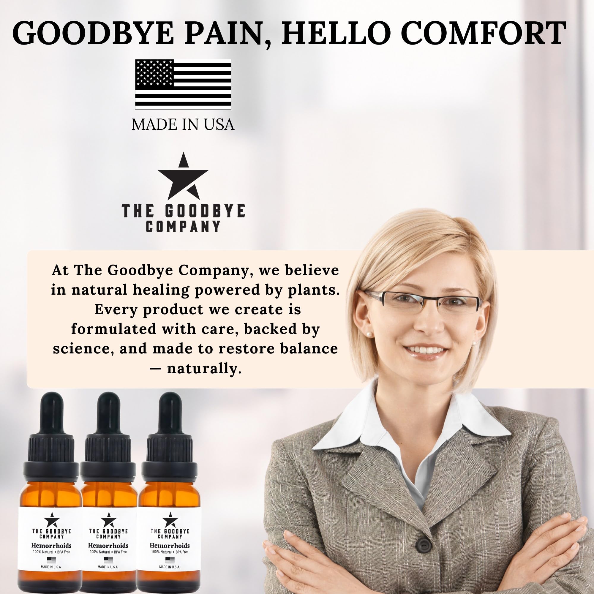 The Goodbye Company Organic Hemorrhoid Relief Serum - Natural Witch Hazel Treatment for Pain, Itch & Swelling - Internal External Soothing Formula - Vegan, USA Made, 15mL The Goodbye CompanyBuy Supplements Australia