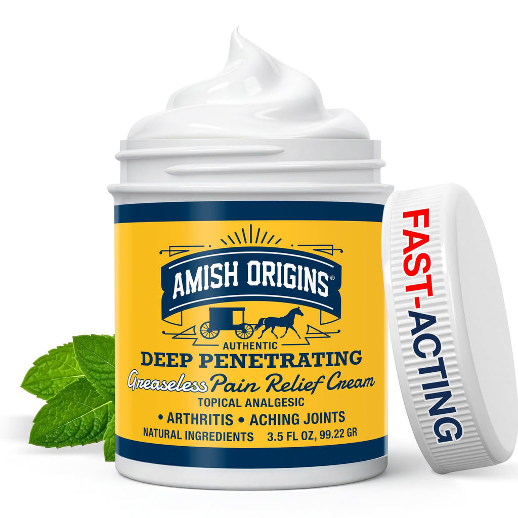 Amish Origins Arthritis Pain Relief Cream - 3.5 oz - Maximum Strength Deep Penetrating for Joint, Muscle, Knee, Back, Feet, Hand, Ankle, Aches, 1 Pack Amish OriginsBuy Supplements Australia