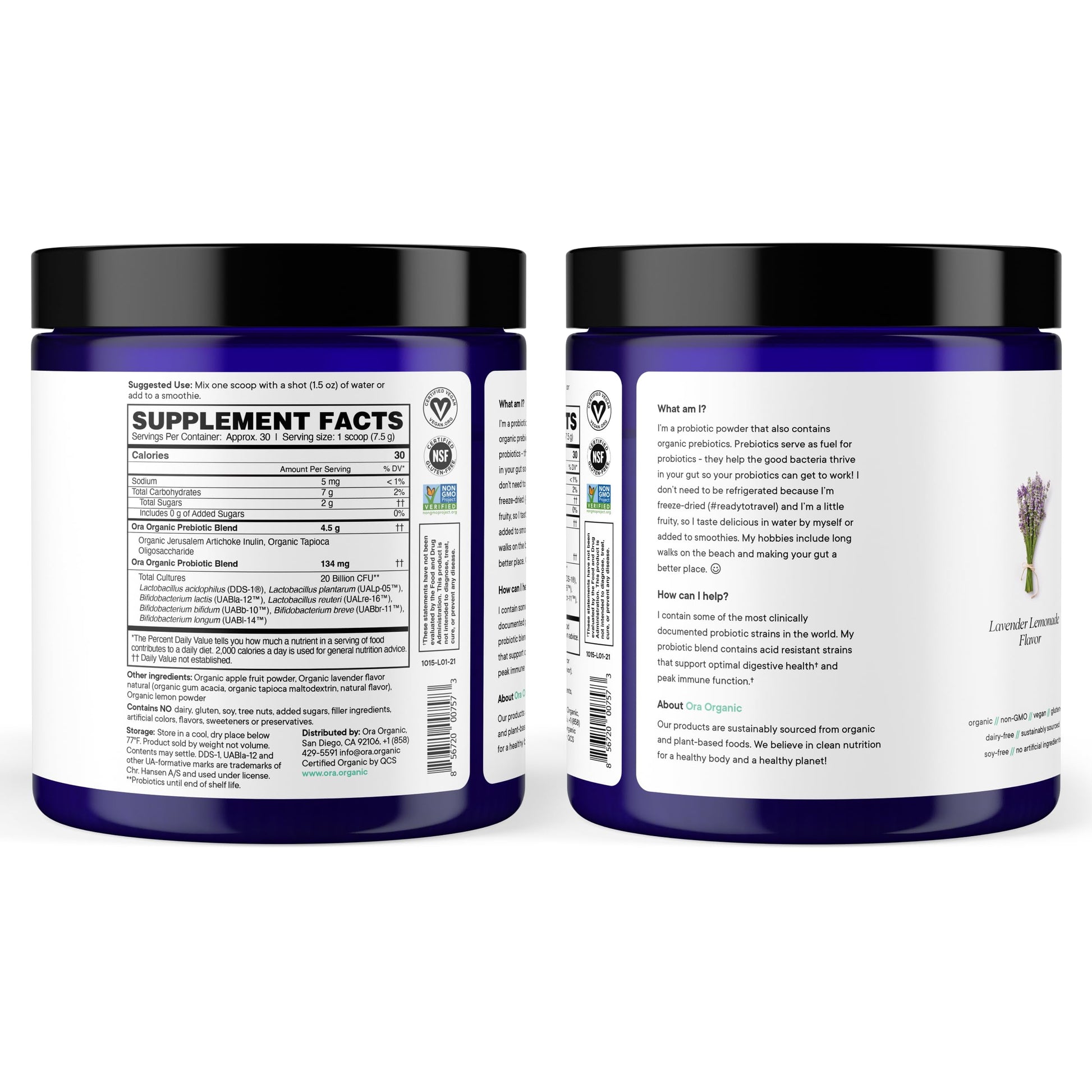 Ora Organic Prebiotic and Probiotic Powder Supplement - 20 Billion Probiotics, 7 Strains for Best Prebiotic Powder, Non-GMO, Probiotics for Women, Men & Kids - Lavender Lemonade Flavor, 30 Servings Ora Organic buy supplements Au