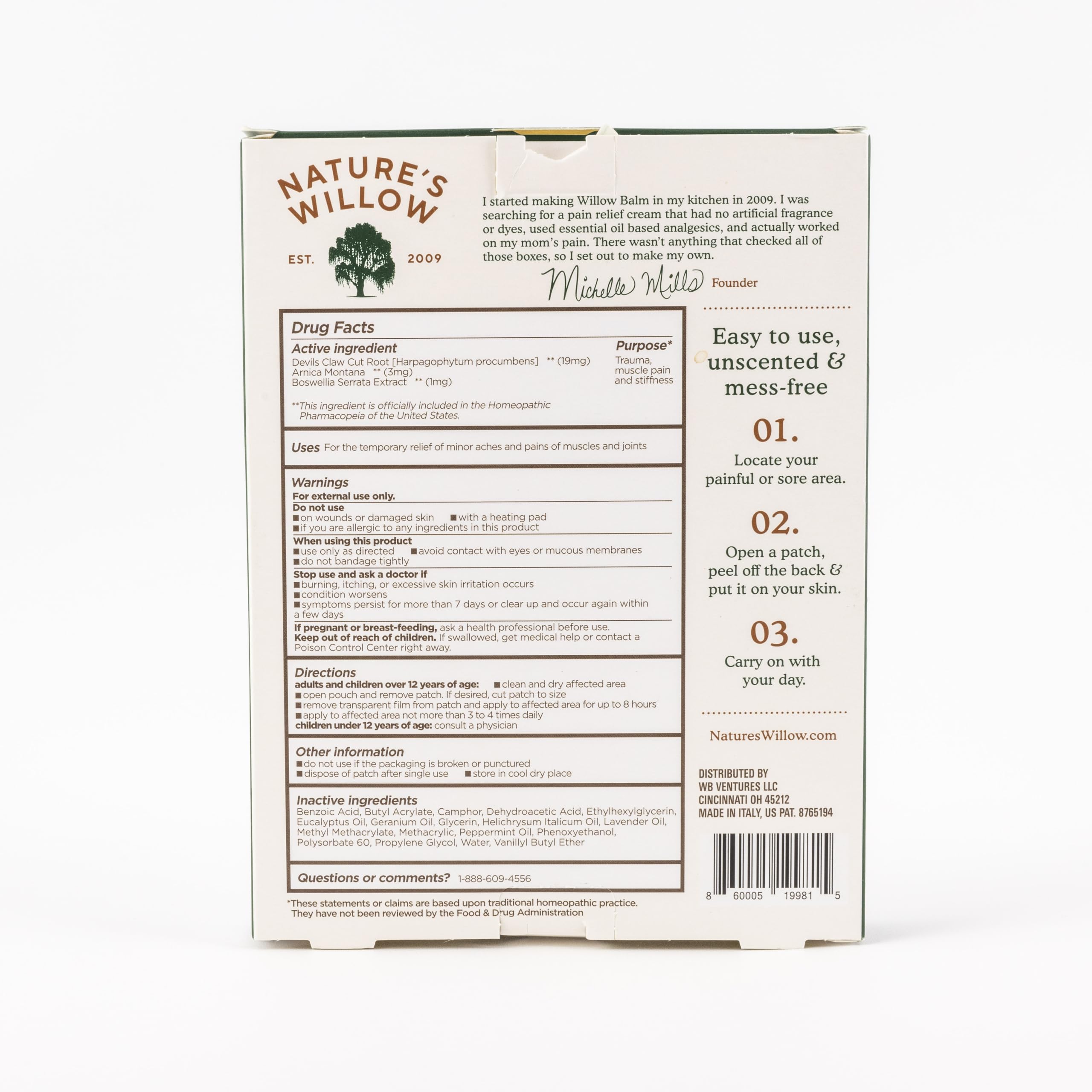 Nature's Willow Natural Pain Relief Patches for Muscles & Joints | Fast-Acting with White Willow Bark | Free from Artificial Fragrances & Dyes | 6 Patches per Pack (3-Pack) Nature's WillowBuy Supplements Australia