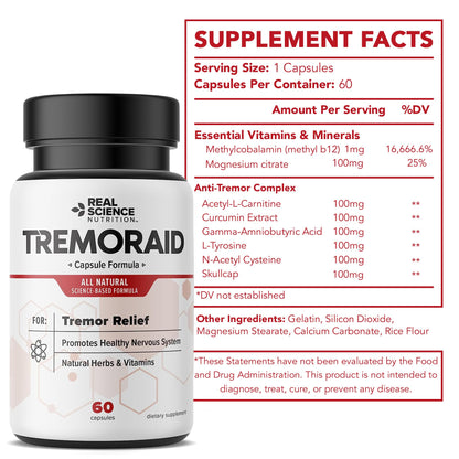 Tremoraid Essential Tremor Relief Supplements (60 Caps)* (3 Bottles) TremoraidBuy Supplements Australia