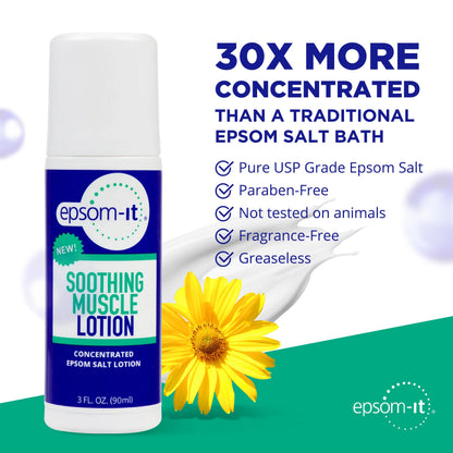 Epsom-It Soothing Muscle Lotion - Roll On Epsom Salt Lotion with Arnica for Muscle Stiffness, Leg, Knees and Feet Discomfort, Topical Magnesium Cream, 3oz EPSOM-ITBuy Supplements Australia