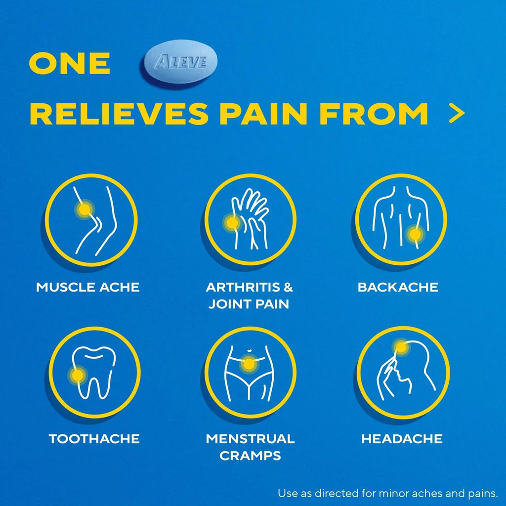 Aleve Pain Reliever & Fever Reducer Naproxen Sodium Caplets, Body and Arthritis Pain Reliever, Medicine for Adults and Children Ages 12 and Up, 60 Individual Pouches AleveBuy Supplements Australia