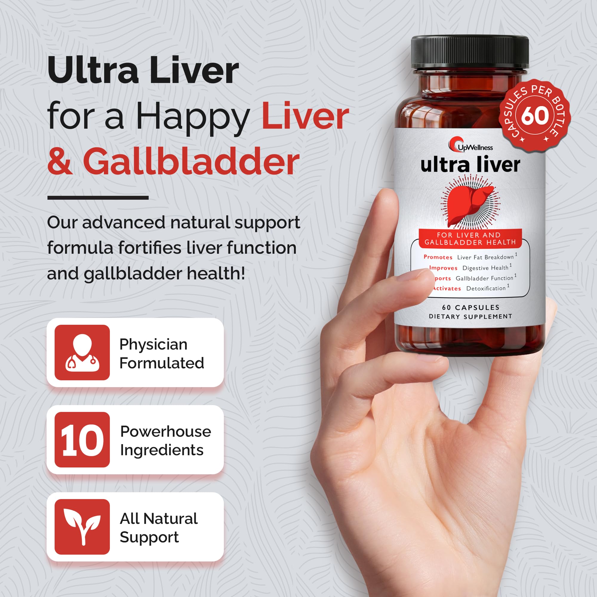UpWellness Ultra Liver Supplement for Liver Support and Gallbladder Support - Powered by TMG, NAC Milk Thistle, and More