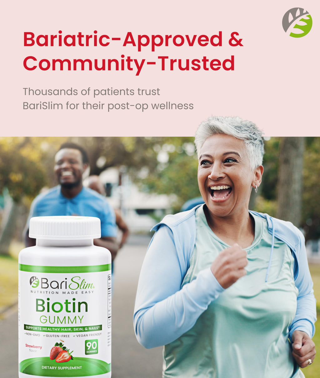 BariSlim Bariatric Vitamin Biotin Gummies - Specially Formulated Gummy Vitamin for Patients After Weight Loss Surgery - Easy to Digest and Great Tasting Fruit Flavors | 90 Fruit Chews BariSlim buy supplements Au
