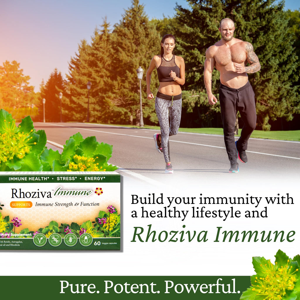 Immune Support, Energy Booster with Vitamin C, D3 and Zinc Supplement, Rhodiola Rosea, Reishi Mushroom Extract, Astragalus, Overall Wellness and Daily Habit - 60 Capsules Rhoziva buy supplements Au
