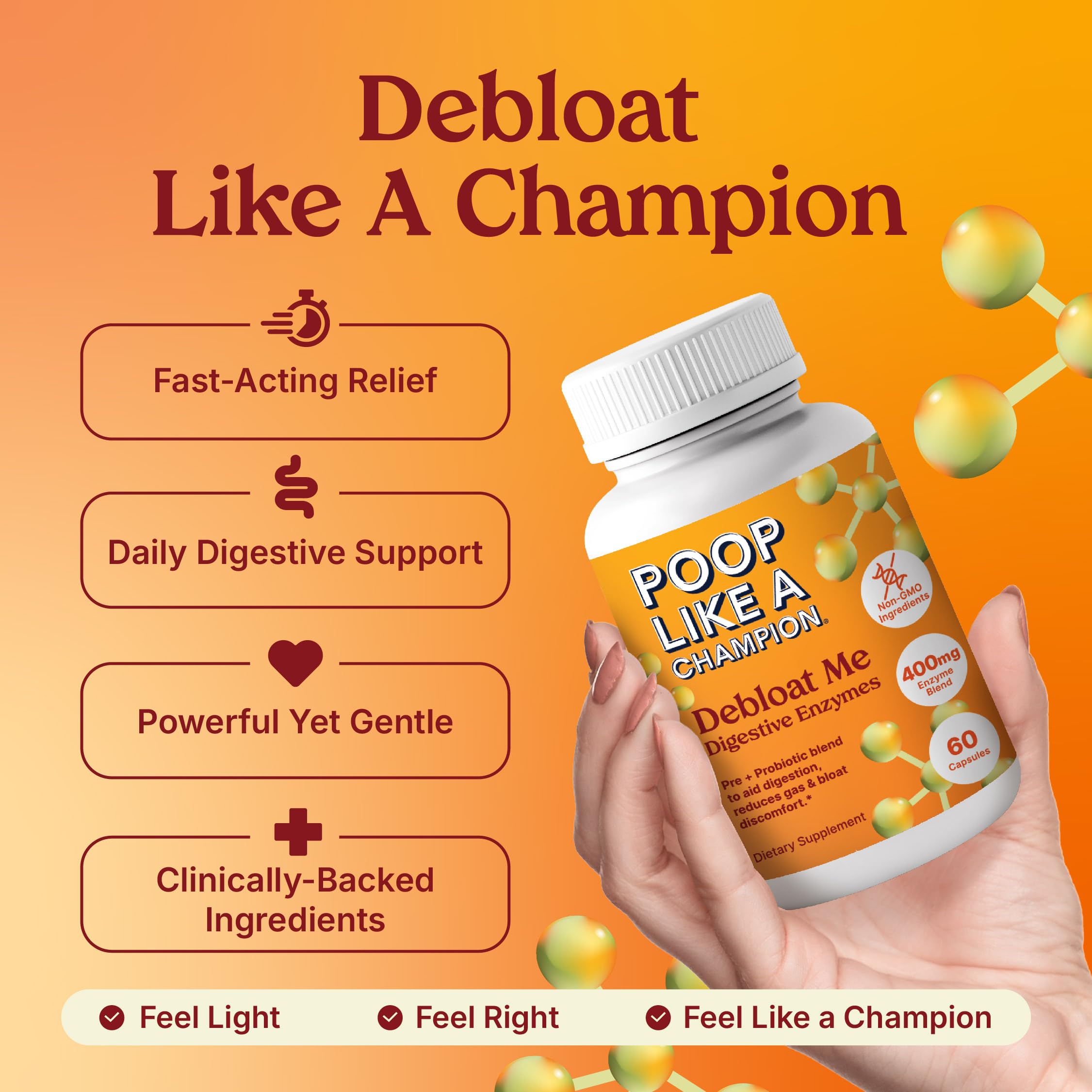 Poop Like a Champion Bloating Relief Digestive Enzymes, Probiotic Powered Capsules to Support Digestive Health and Gas Relief, 60 Capsules Poop Like a Champion buy supplements Au