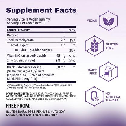 Sambucol Elderberry Gummies - Immune Support Supplement for Adults & Kids with Vitamin C & Zinc, Sambucol Elderberry