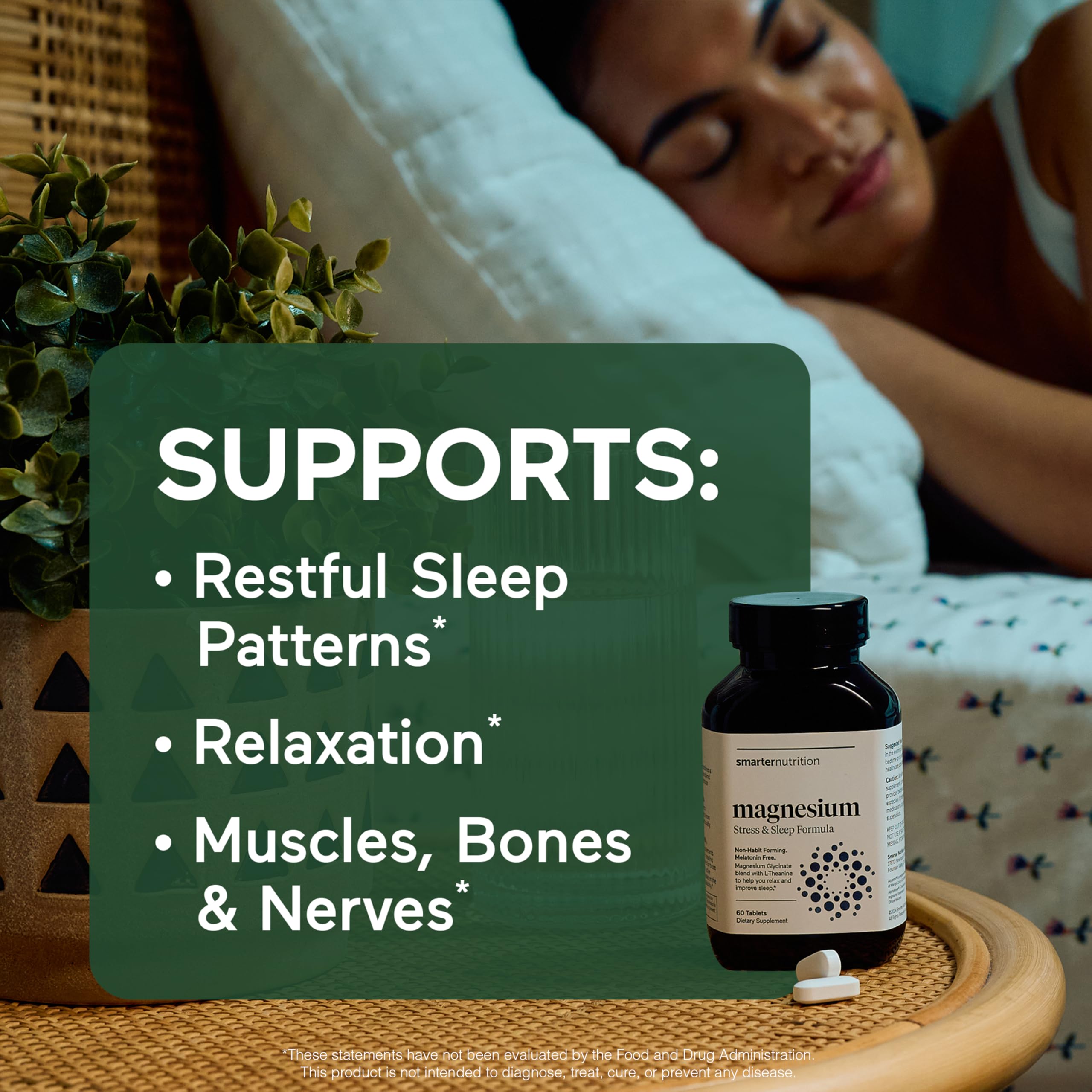 Smarter Nutrition Magnesium Complex - Chelated Magnesium Glycinate with Citrate, Malate and L-Theanine for Sleep, Muscle Relaxation and Stress Support - Non-GMO - 60 Tablets[30DaySupply] SMARTERNUTRITIONBuy Supplements Australia