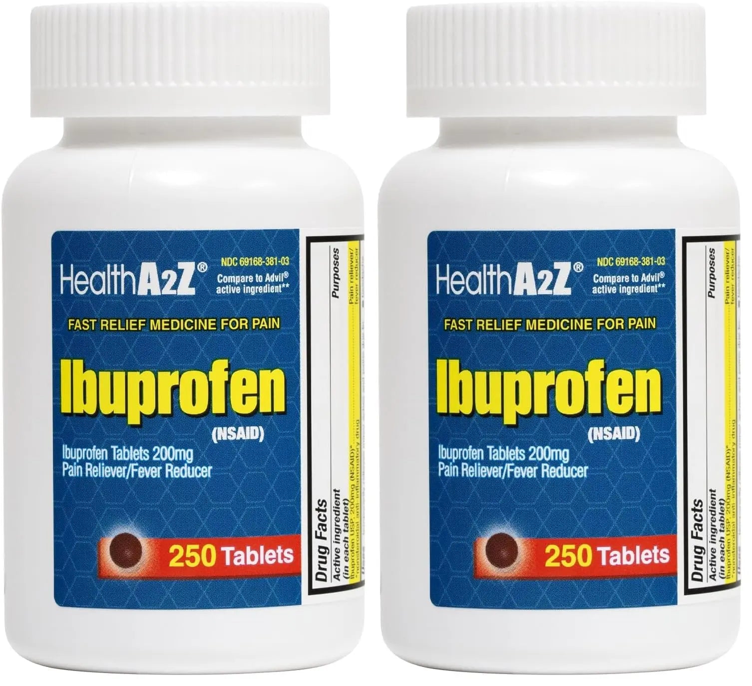 HealthA2Z® Ibuprofen 200mg | Pain Relief | Body Aches | Headache | Arthritis | Cramps | Back Pain | Fever Reducer… (250 Count) (Pack of 2) HealthA2ZBuy Supplements Australia