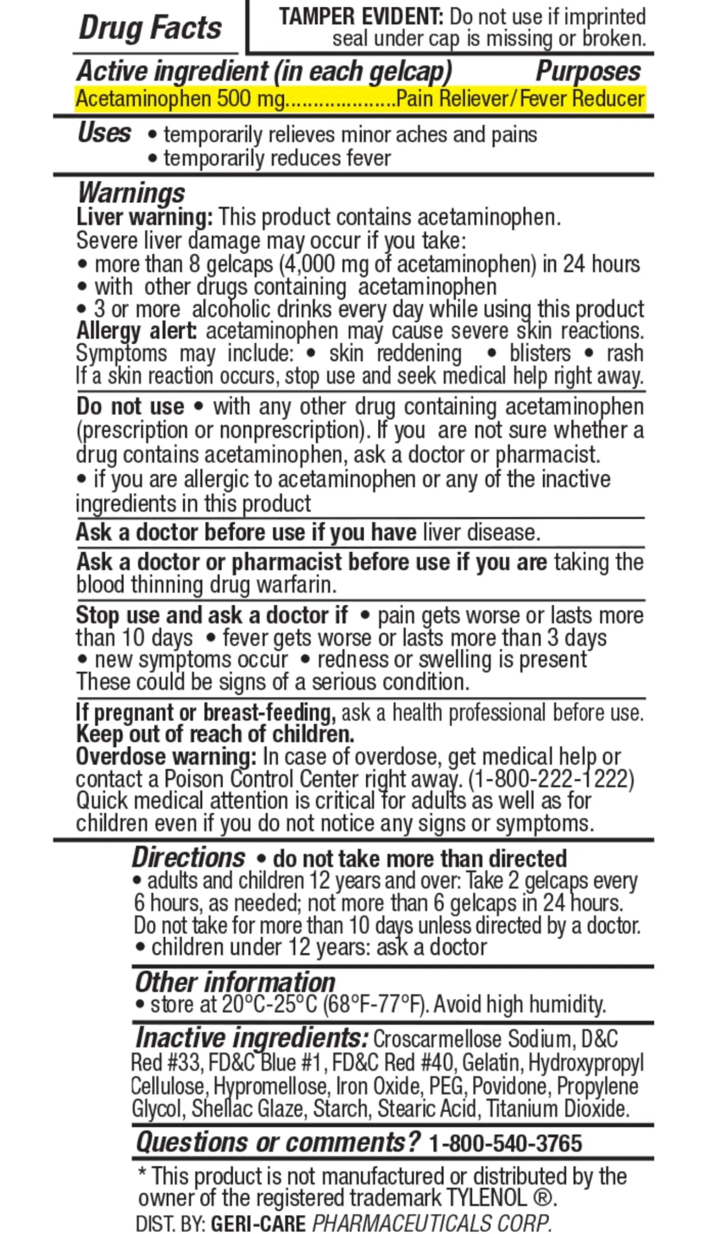 MedRite Acetaminophen 500mg Extra Strength - 100 Rapid Release Gelcaps - Over-The-Counter Medication MedRiteBuy Supplements Australia