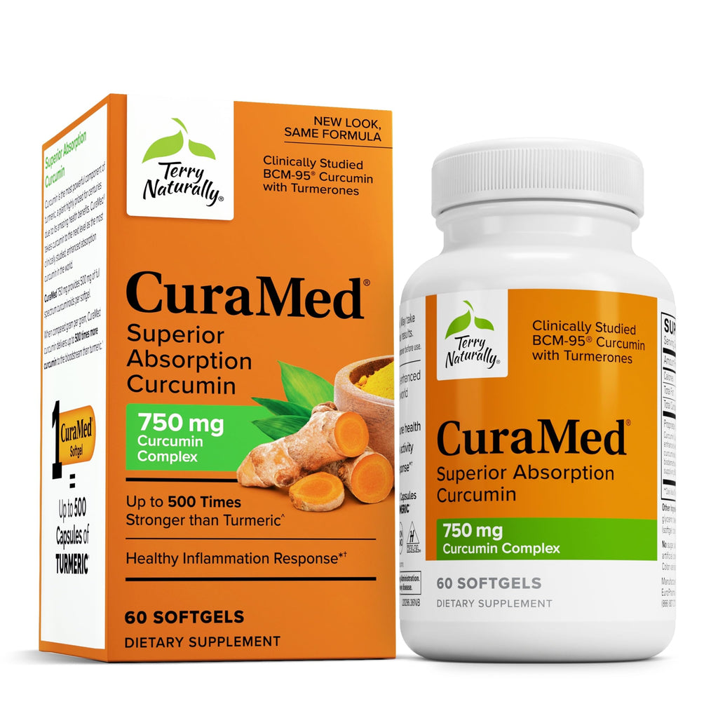 Terry Naturally CuraMed 750mg - Antioxidant Supplement for Brain & Heart Health Support - Dietary Supplement with High-Potency Curcumin Complex - Kidney, Liver & Immune Health Support - 60 Softgels Terry NaturallyBuy Supplements Australia