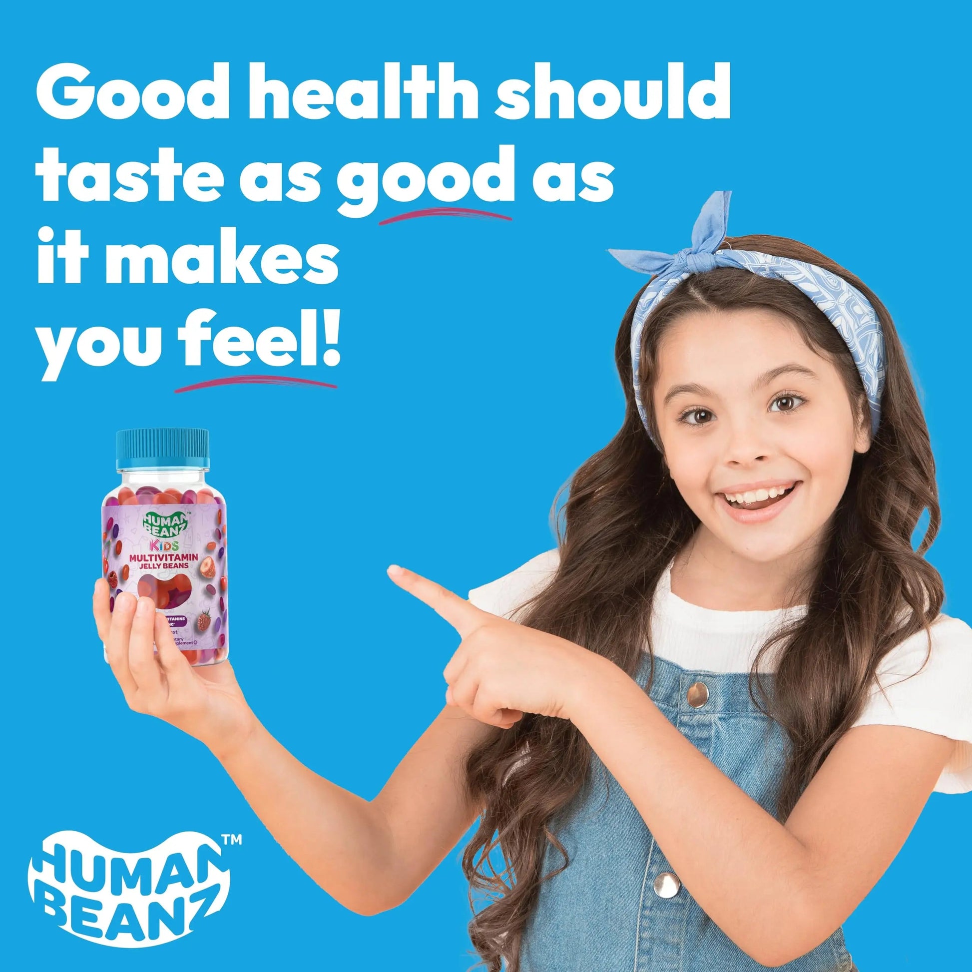 Human Beanz Multivitamin Jelly Bean Gummies with Zinc for Kids, Immune Support Dietary Supplements, Vegetarian, 120 Berry Blast Jelly Beans, Kosher Human Beanz