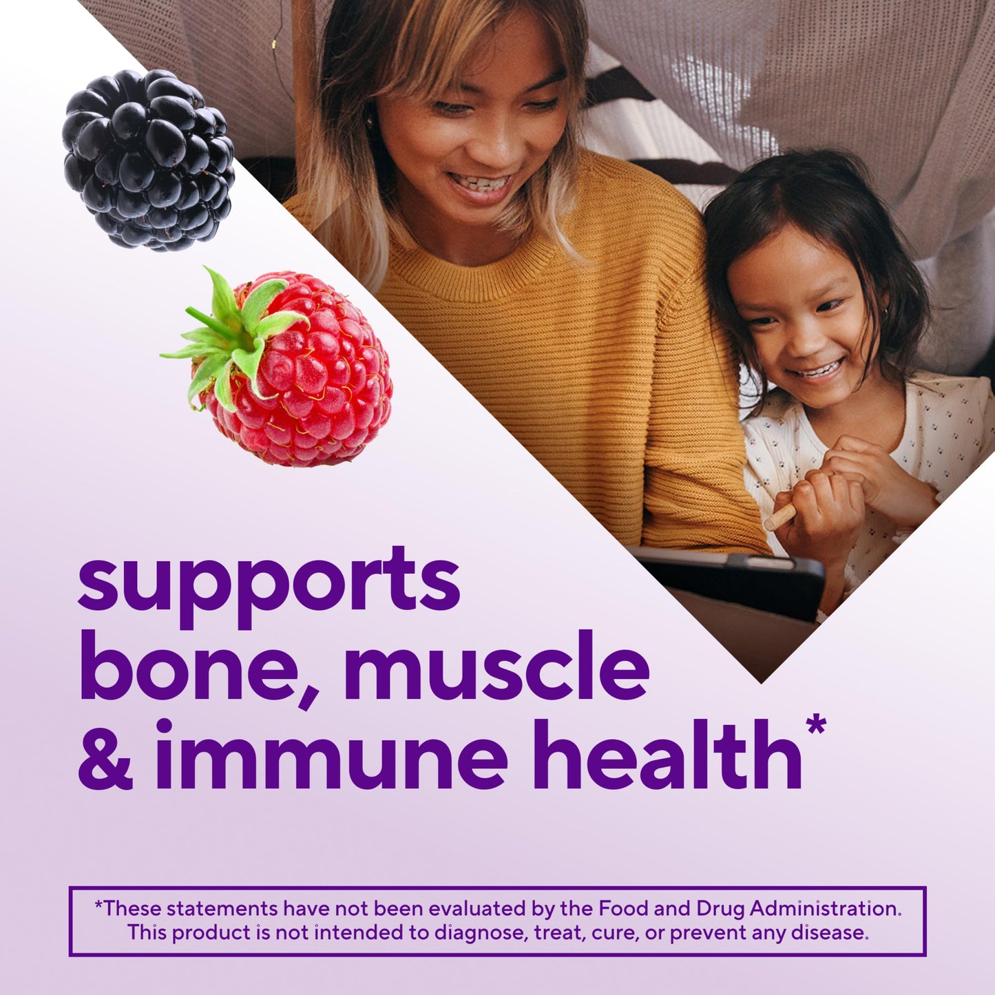 vitafusion Vitamin D3 Gummies, Bone and Immune Support, Peach, Blackberry, Strawberry Flavored