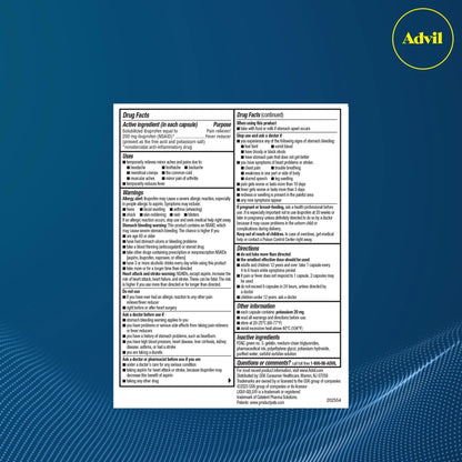 Advil Liqui-Gels minis Pain Reliever and Fever Reducer, Pain Medicine for Adults with Ibuprofen 200mg for Pain Relief - 50x2 Liquid Filled Capsules AdvilBuy Supplements Australia