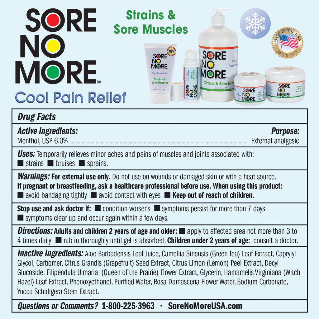 Sore No More Cool Relieving Gel for Aches & Pains in Muscles & Joints associated with Strains, Bruises & Sprains | Absorbs Quickly with a Refreshing Lemon Aroma | 32 oz Bottle with Pump Sore No MoreBuy Supplements Australia
