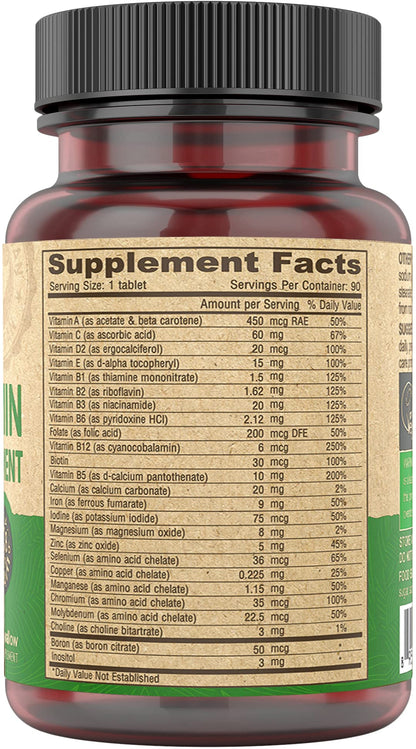DEVA Vegan Multivitamin for Women & Men with Iron, Vitamin C, E, B Complex Vitamins, Zinc, 90 Tiny Tablets DEVABuy Supplements Australia
