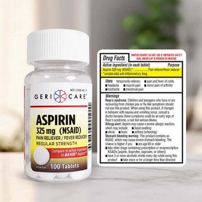 GeriCare Bottled Aspirin 325mg 100 Count Bottle (Pack of 1) GeriCareBuy Supplements Australia