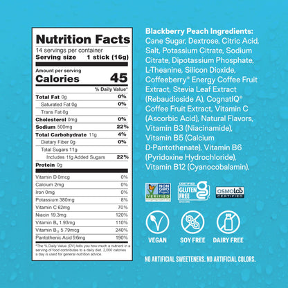 Liquid I.V.® Hydration Multiplier +Energy - BlackBerry - Peach | Electrolyte Powder Drink | 1 Pack (14 Servings)