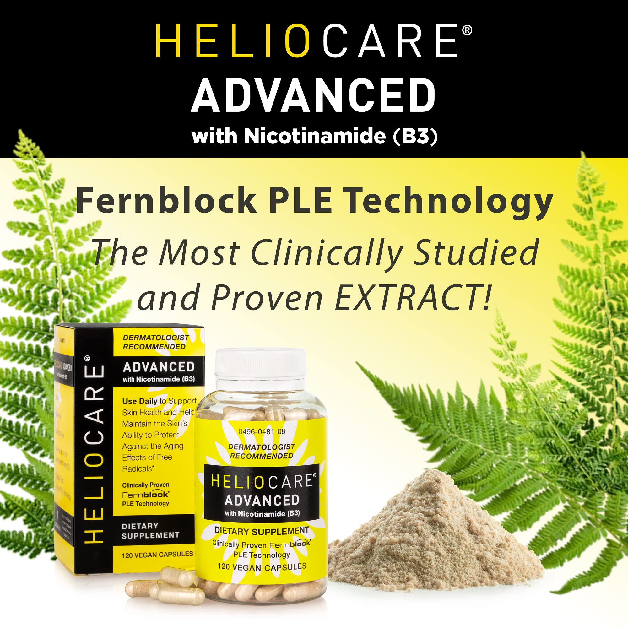 Heliocare Advanced Niacin B3 Supplement: Fernblock PLE Extract 240mg Per Serving - Supports Skin Cell Health W/Antioxidant