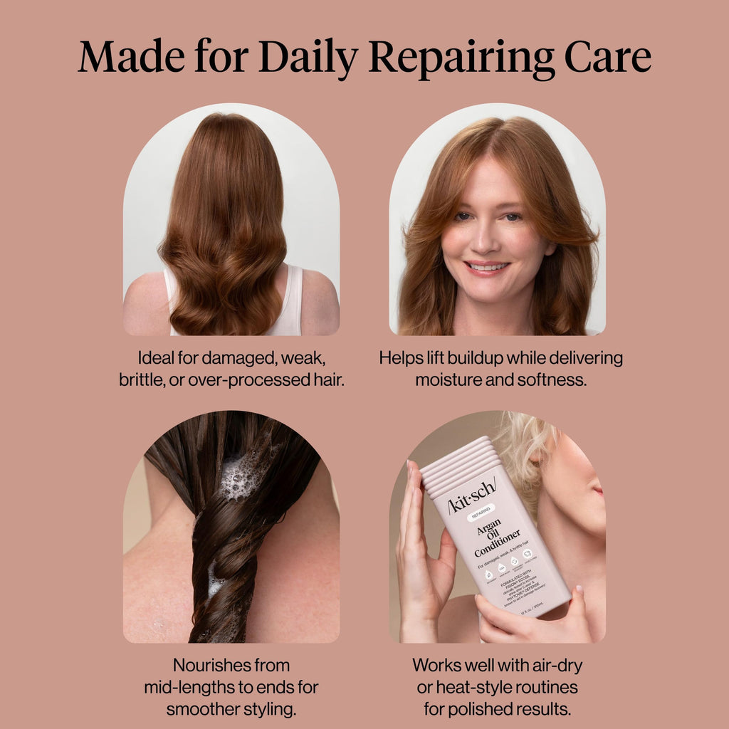 Kitsch Repairing Argan Oil Liquid Conditioner for Women & Men – Argan Oil for Hair, For Shine, Smoothness & Damage Recovery, Hair Repair – Clean, Color-Safe Hair Care - 12.3 oz KitschBuy Supplements Australia