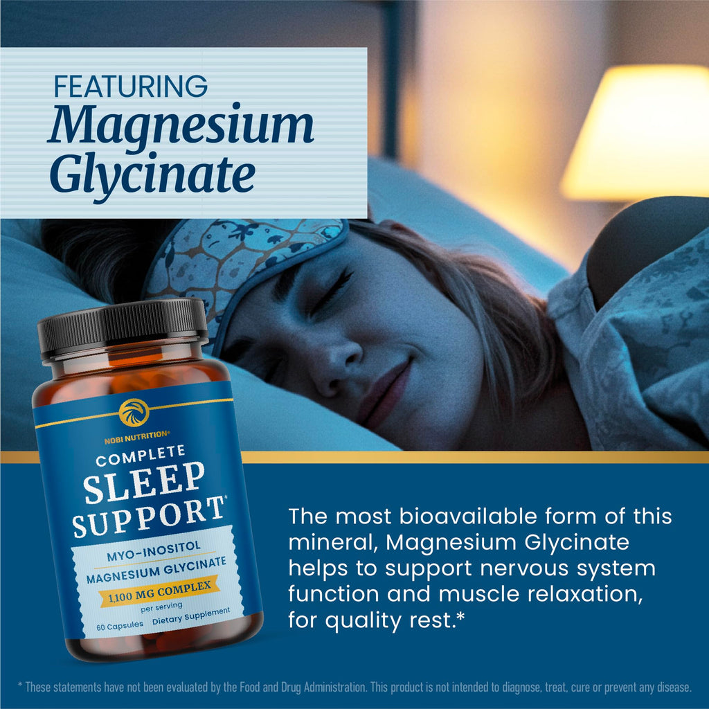 Complete Sleep Support | Myo Inositol + Magnesium Glycinate | Restful Sleep & Relaxation Support | 1100MG Complex | Melatonin-Free, Non-GMO | Inositol Supplement with Magnesium-Glycinate | 60 Ct Nobi NutritionBuy Supplements Australia