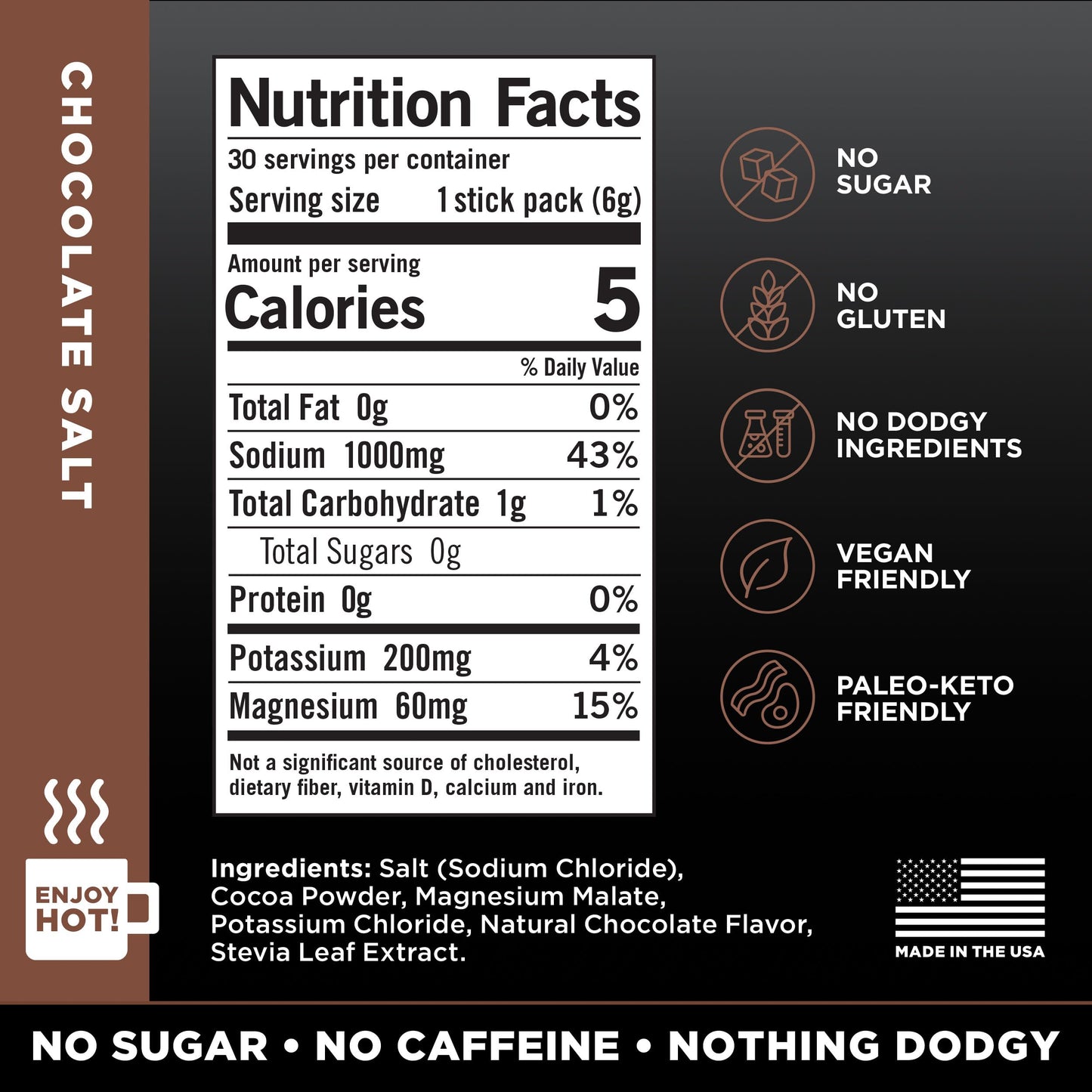 LMNT Zero Sugar Hot Chocolate or Coffee Mixer - Chocolate Salt | Drink Mix | 30-Count