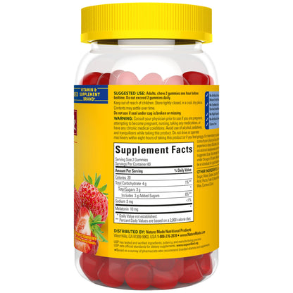 Nature Made Melatonin 10 mg per serving Gummies, Sleep Gummies for Adults Maximum Strength Dosage, 100% Drug Free Sleep Aid