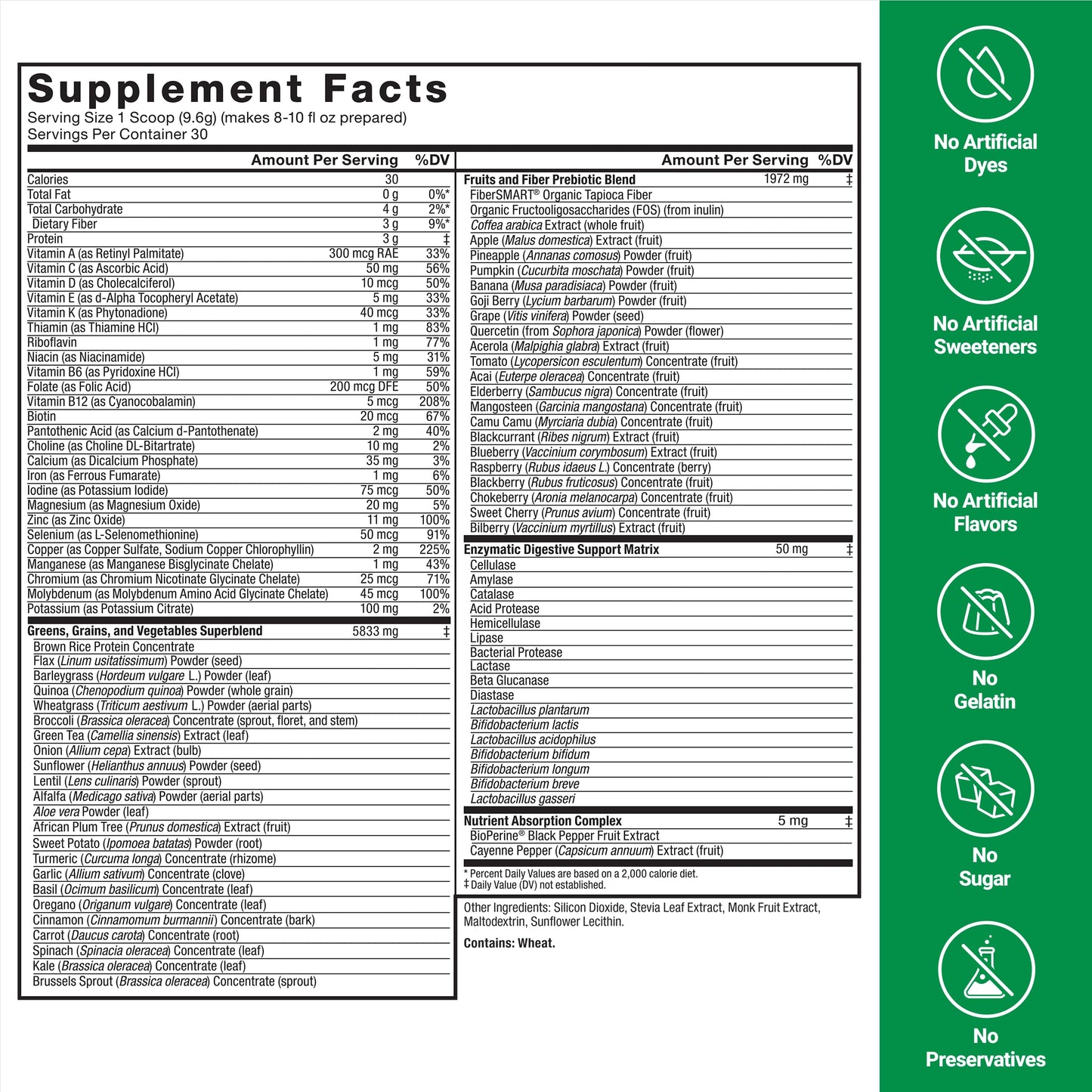 Force Factor Smarter Greens Daily Wellness Powder, Greens Superfood Powder to Support Gut Health, Bloating, & Digestion, with 40+ Superfoods