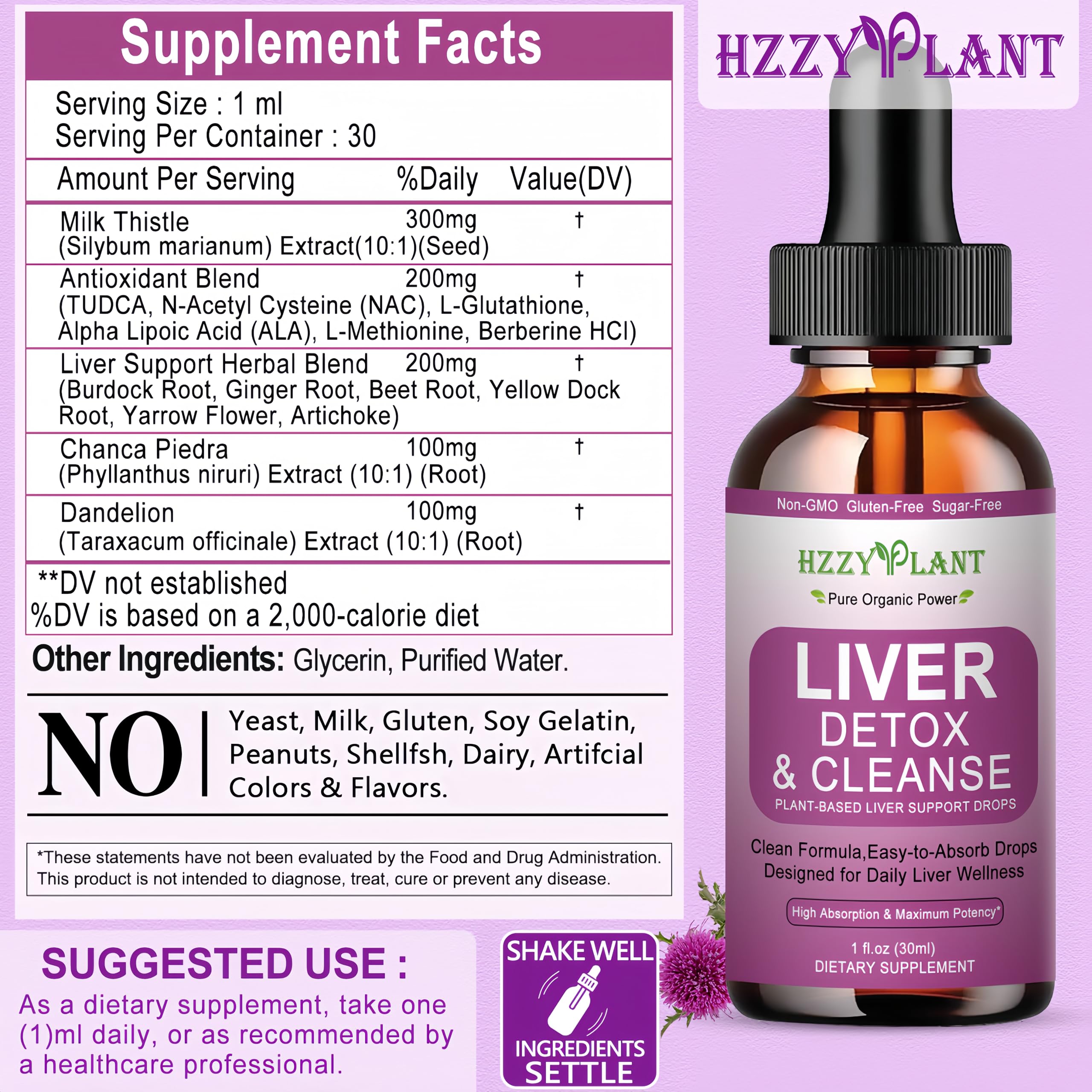 Liver Cleanse Detox & Repair Drops - Liquid Liver Support Tincture with Milk Thistle, Dandelion, Artichoke, TUDCA, NAC, Chanca Piedra - 15-in-1 Advanced Liver Detox Health Supplement - Vegan, Non-GMO HZZYPLANT buy supplements Au