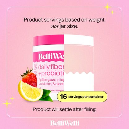BelliWelli Fiber Supplement for Women & Men Premium Daily Fiber Powder from Organic Acacia with Added Collagen Electrolytes & Probiotics No Bloat Constipation