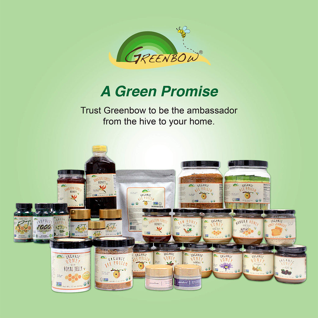 Greenbow Organic Bee Pollen - 100% USDA Certified Organic, Non-GMO, Halal, Kosher Certified, Pure & Natural Bee Pollen - Superfood Packed with Proteins