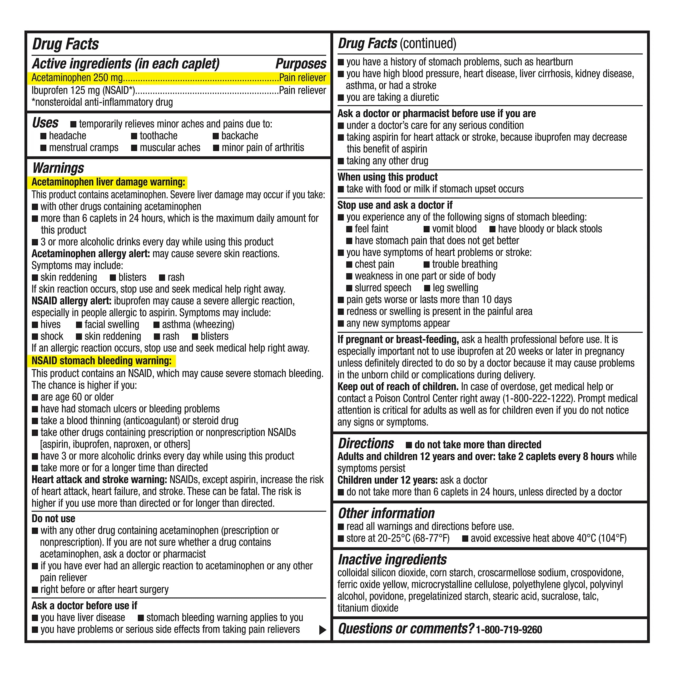 GoodSense Dual Action Acetaminophen 250 mg and Ibuprofen (NSAID) 125 mg Tablets, Pain Reliever for Headache Relief, Arthritis Pain Relief and More, 144 Count GoodSenseBuy Supplements Australia