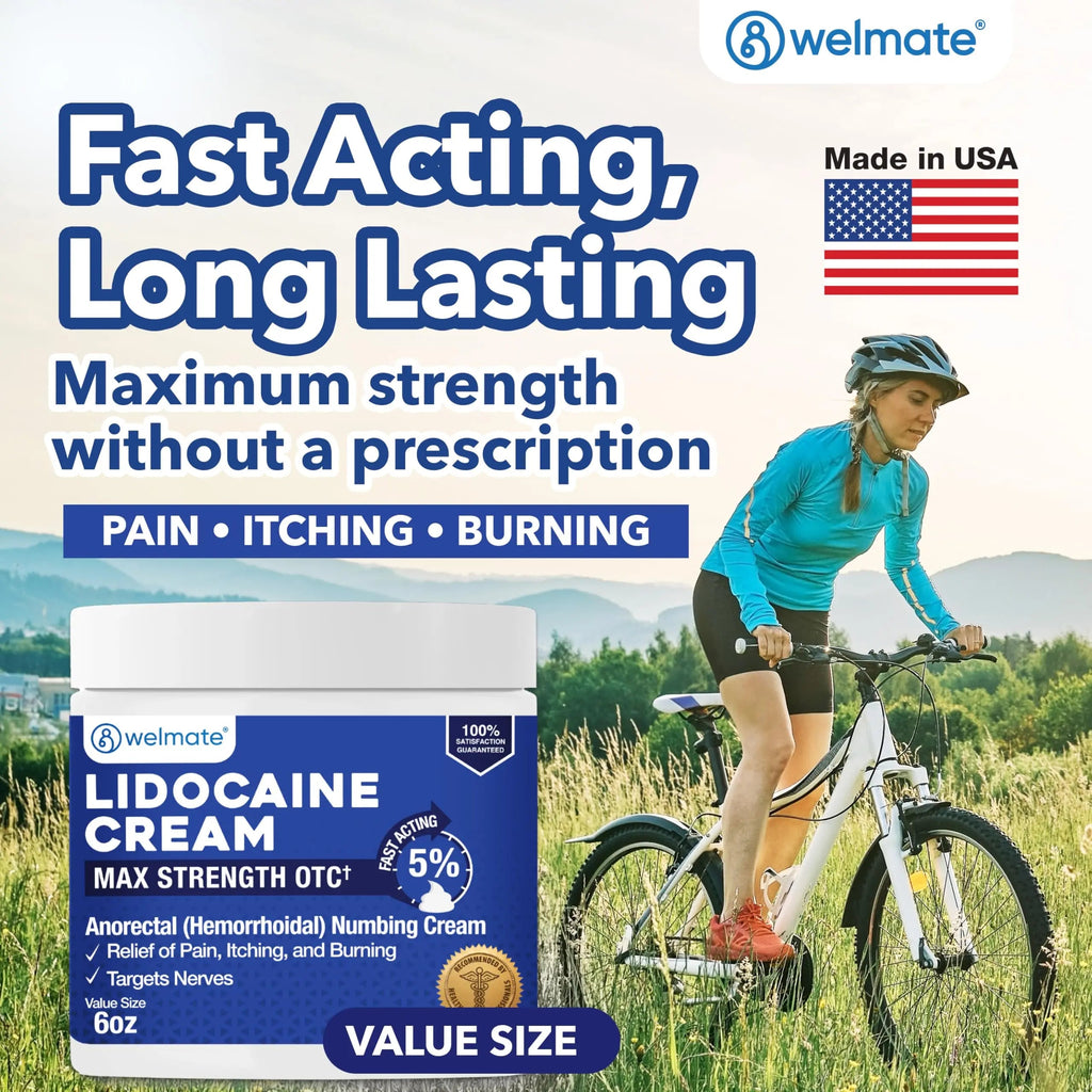 WELMATE 5% Lidocaine Cream for Hemorrhoids, 6 oz Jar – Fast-Acting Lidocaine Numbing Cream & Topical Analgesic Cream for Anorectal Itch Relief WELMATEBuy Supplements Australia
