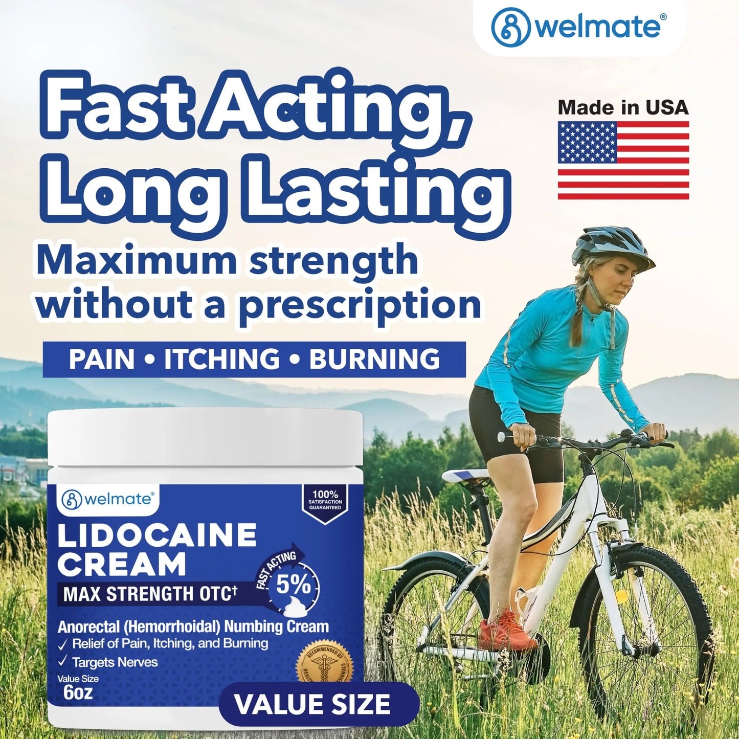 WELMATE 5% Lidocaine Cream for Hemorrhoids, 6 oz Jar – Fast-Acting Lidocaine Numbing Cream & Topical Analgesic Cream for Anorectal Itch Relief WELMATEBuy Supplements Australia