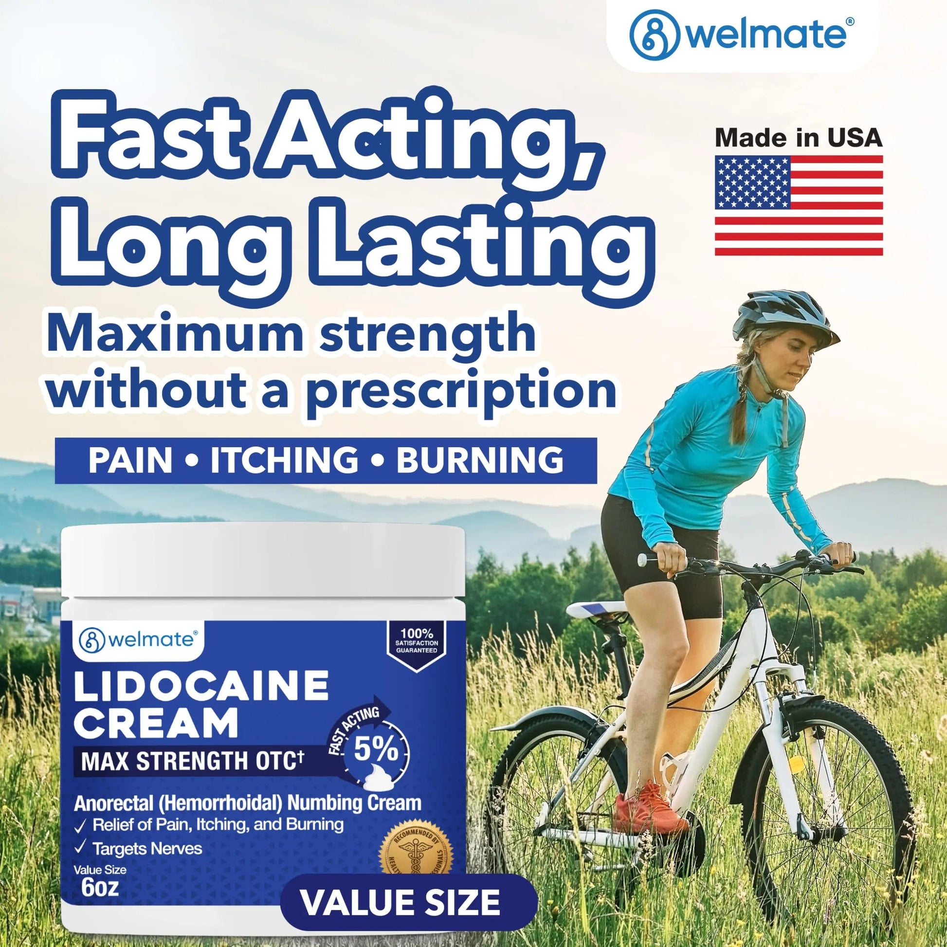 WELMATE 5% Lidocaine Cream for Hemorrhoids, 6 oz Jar – Fast-Acting Lidocaine Numbing Cream & Topical Analgesic Cream for Anorectal Itch Relief WELMATEBuy Supplements Australia