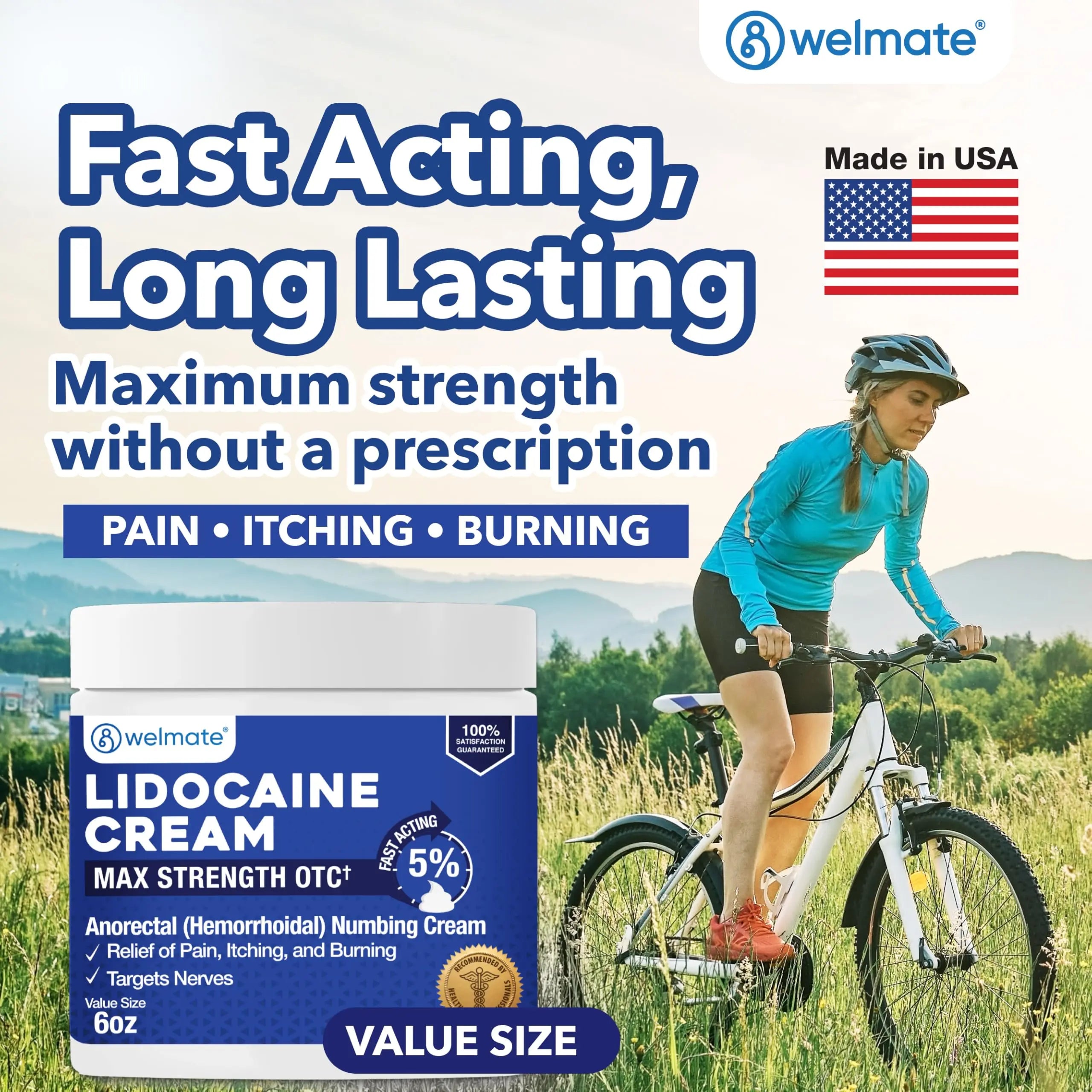 WELMATE 5% Lidocaine Cream for Hemorrhoids, 6 oz Jar – Fast-Acting Lidocaine Numbing Cream & Topical Analgesic Cream for Anorectal Itch Relief WELMATEBuy Supplements Australia