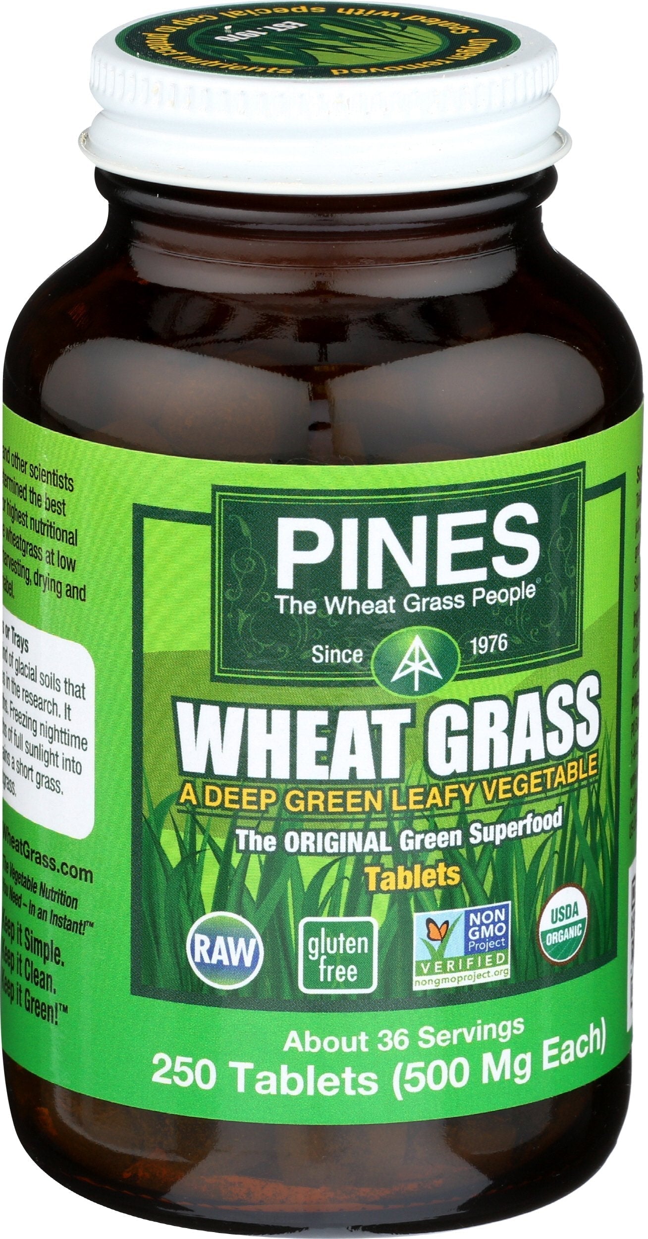 PINES Organic Wheat Grass, 250 Count Tablets | PINES Wheat Grass as featured in the new blockbuster film, Ocean's 8! Pines buy supplements Au