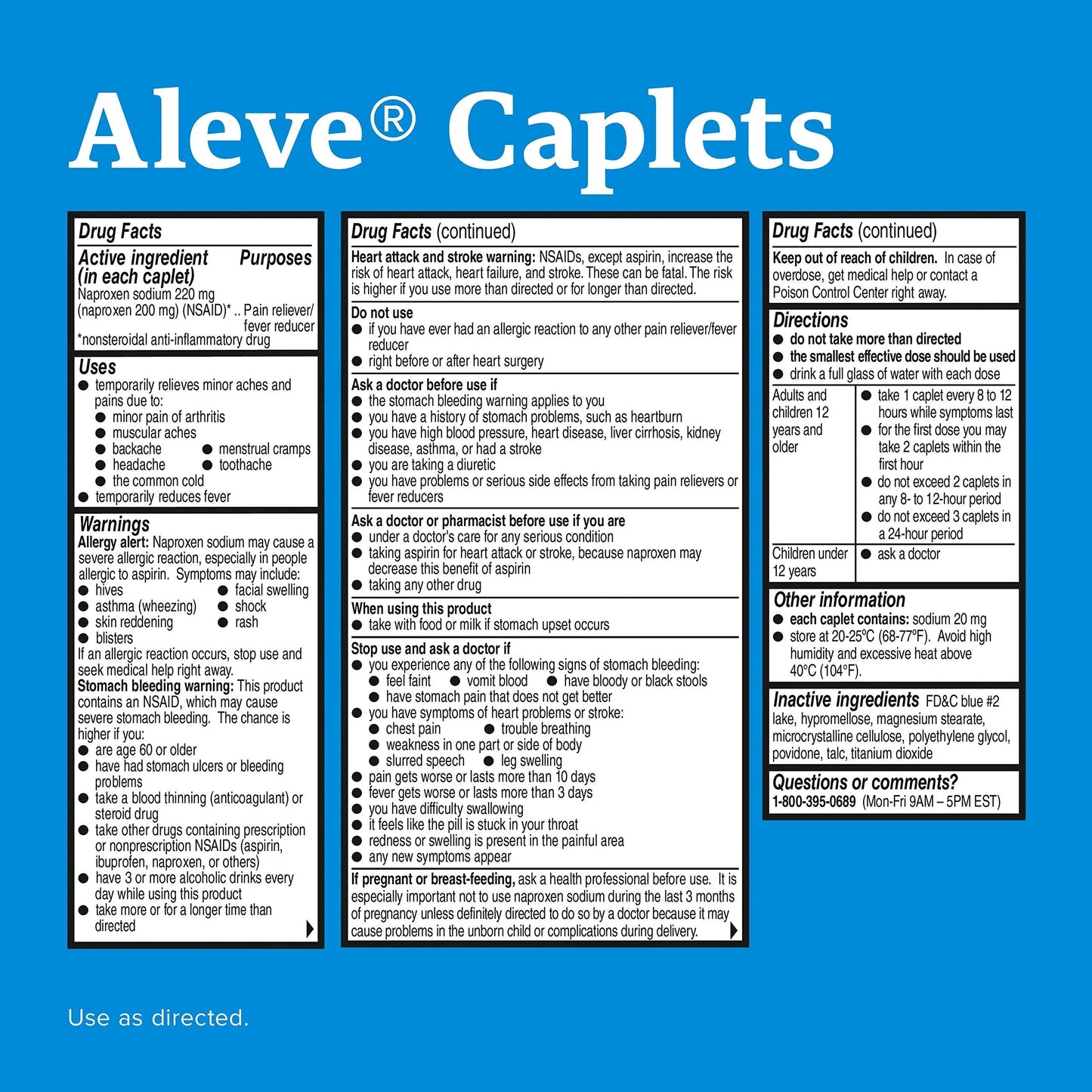 Aleve Caplets, Naproxen Sodium 220 mg (NSAID), Pain Reliever/Fever Reducer, #1 Orthopedic Surgeon Recommended, 270 Count AleveBuy Supplements Australia
