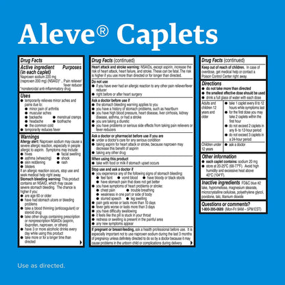 Aleve Caplets, Naproxen Sodium 220 mg (NSAID), Pain Reliever/Fever Reducer, #1 Orthopedic Surgeon Recommended, 270 Count AleveBuy Supplements Australia