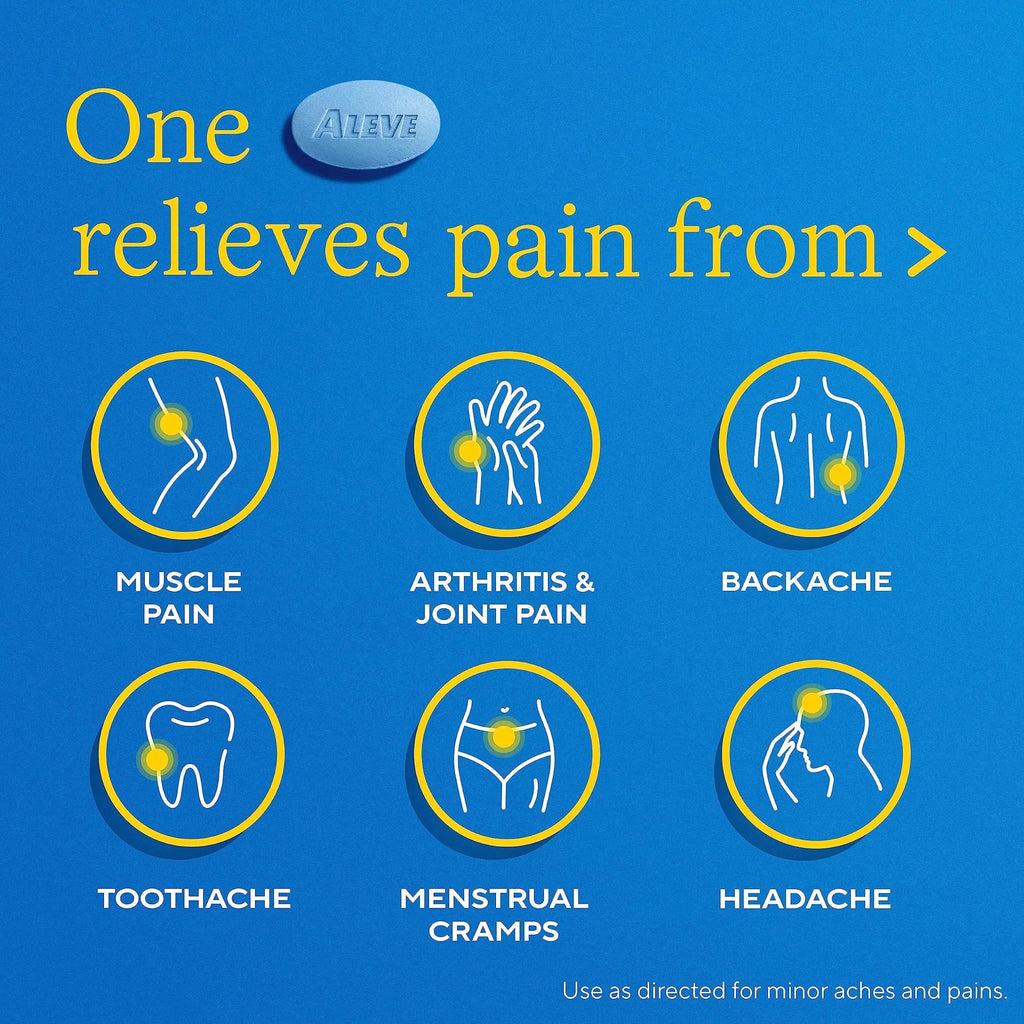 Aleve Pain Reliever & Fever Reducer Naproxen Sodium Caplets, Body Pain Relief, 270 Count AleveBuy Supplements Australia