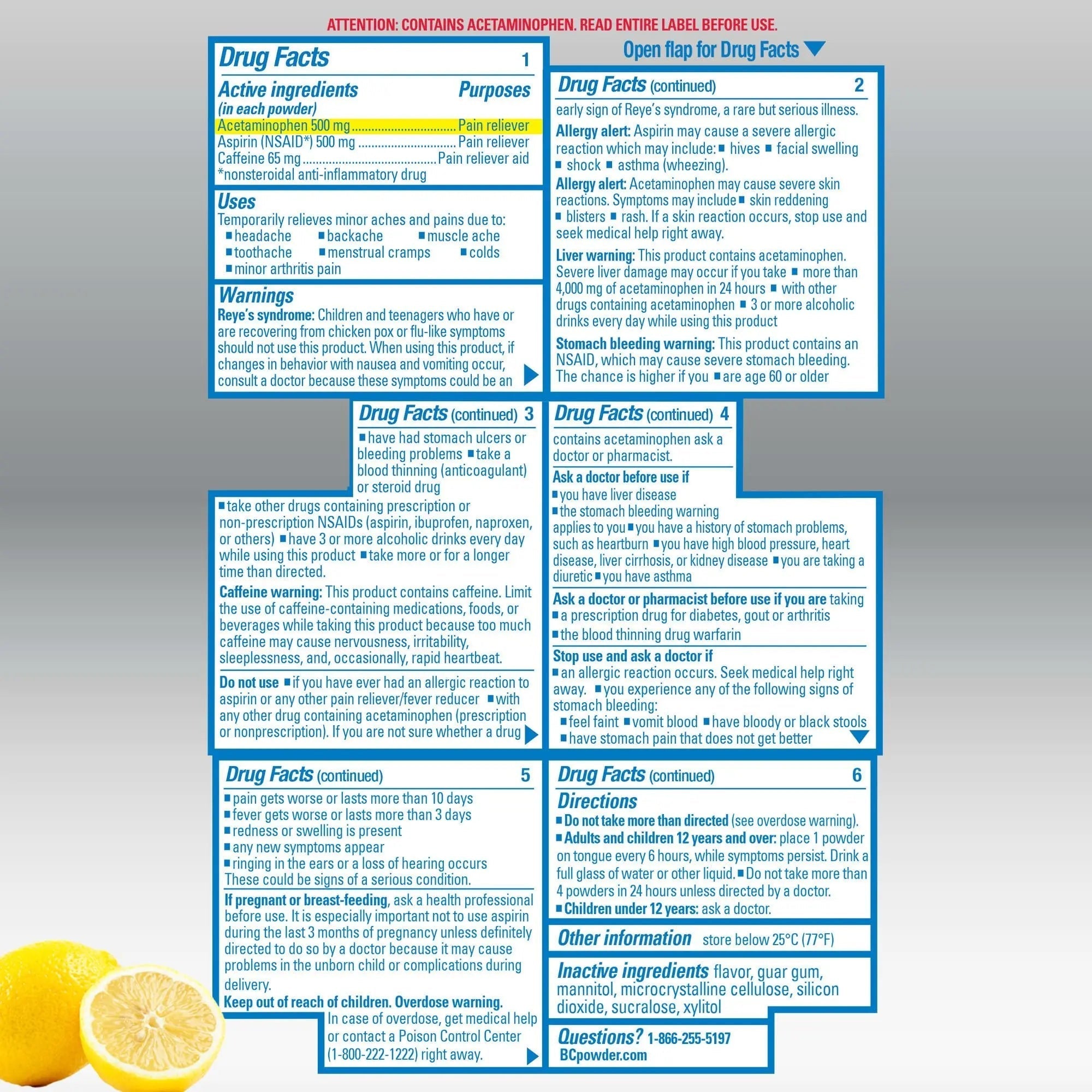 BC Max Strength Headache Relief Powder, Triple-Action Formula with Acetaminophen, Aspirin & Caffeine Eases Aches & Pains, Lemonade Flavor, 16 Count BCBuy Supplements Australia