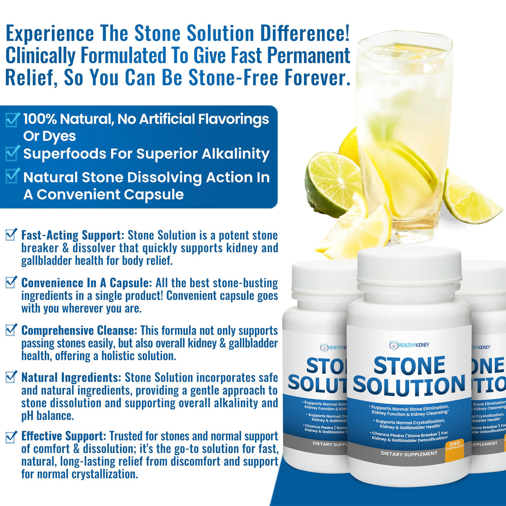 Stone Solution Capsules- Natural Dissolver, Kidney Stone Support & Kidney Cleanser Chanca Piedra Stone Breaker Gallbladder Cleanse, Flush & Stop Recurrence, Stone Relief 60 Servings Kidney Restore buy supplements Au