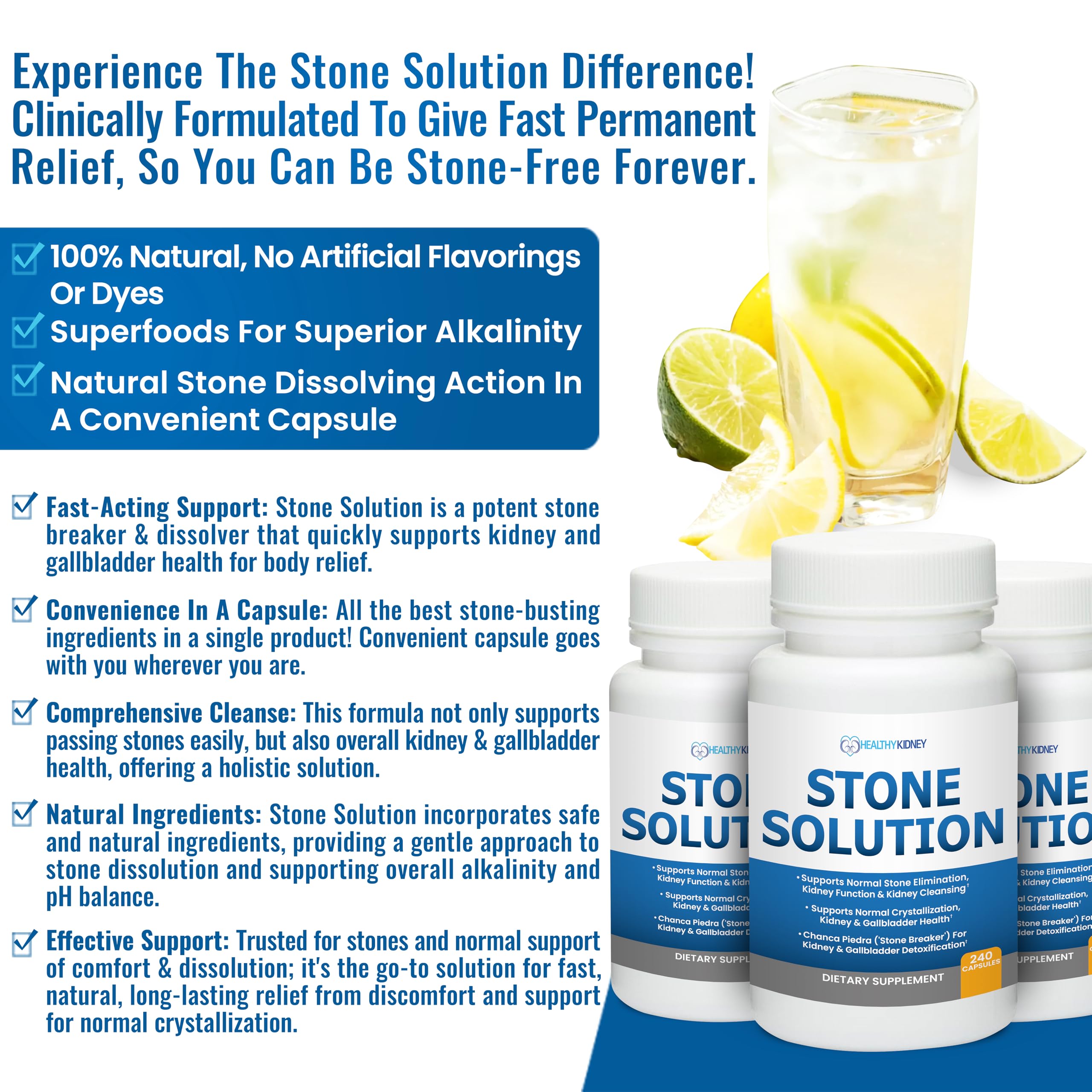 Stone Solution Capsules- Natural Dissolver, Kidney Stone Support & Kidney Cleanser Chanca Piedra Stone Breaker Gallbladder Cleanse, Flush & Stop Recurrence, Stone Relief 60 Servings Kidney Restore buy supplements Au