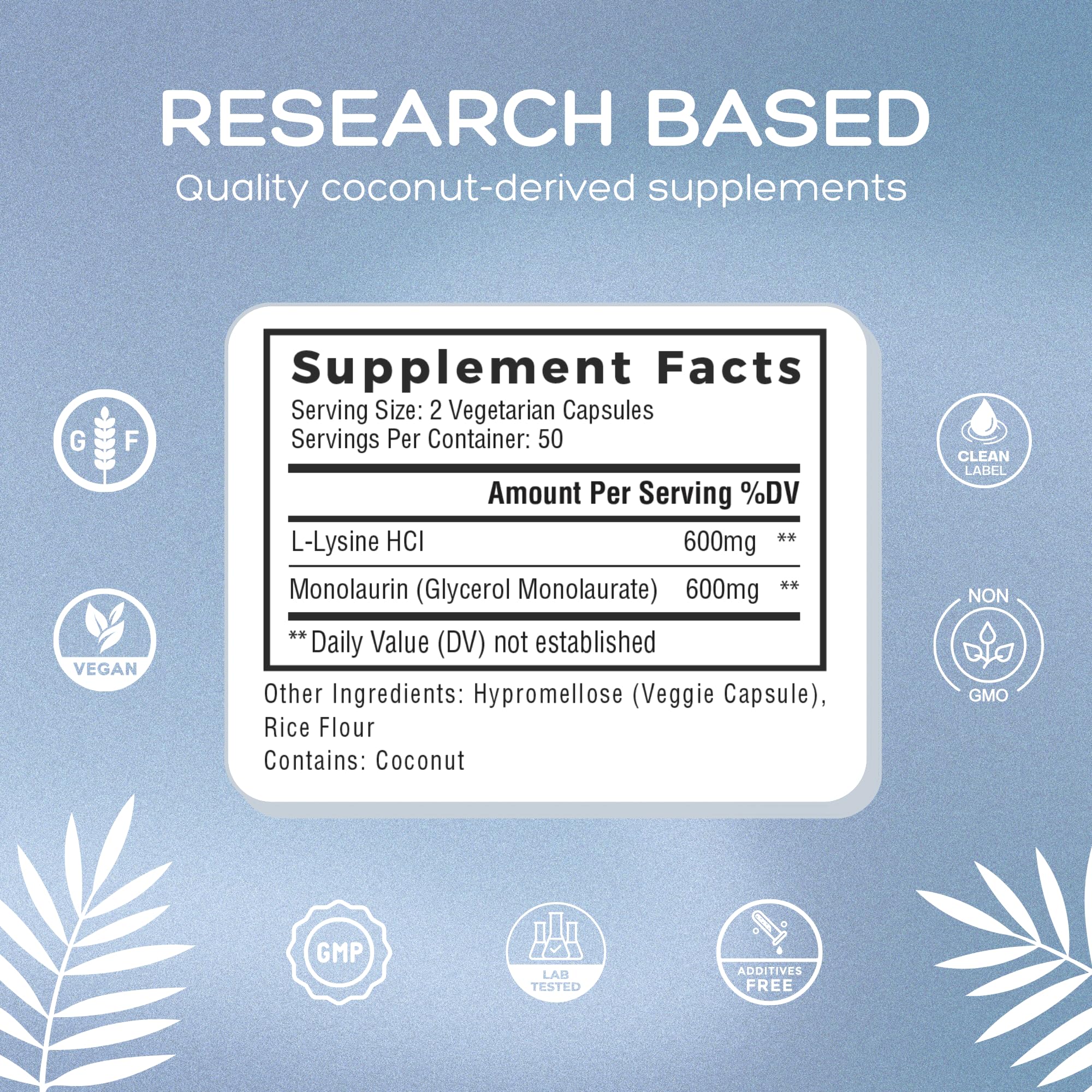 Natural Cure Labs L-Lysine with Monolaurin 600mg 1:1 Ratio, 100 Capsules Natural Cure Labs buy supplements Au