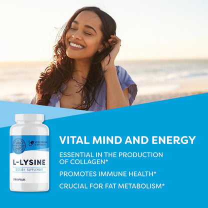 Vimergy L-Lysine – Promotes Healthy Skin, Hair & Nails* – Supports Healthy Metabolism* – Vegan, Non-GMO & Gluten-Free – 270 Capsules