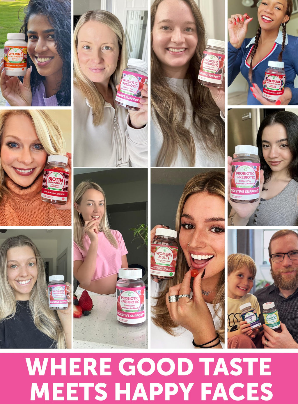 Lunakai USA Made Prebiotic + Probiotic Gummies for Women and Men - High Potency 5 Billion CFUs with Fibers