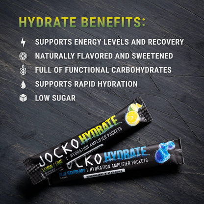 Jocko Fuel Hydrate Electrolytes Powder Packets Low Sugar - Hydration Amplifier Packets for Recovery, Dehydration, & Exercise - with Vitamins B6, B12 & C