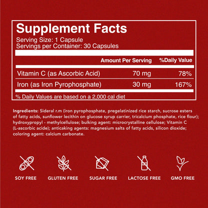 SiderAL Forte Iron Supplement Clinically Proven to Increase Levels Without Side Effects | Sucrosomial High Absorption Gentle Iron Pills for Women and Men | Vitamin C | Anemia & Energy Support | 30 ct PHARMANUTRA buy supplements Au